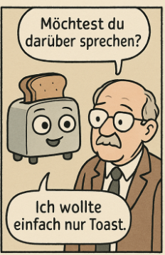 Toaster; Möchtest Du darüber sprechen? JW: Ich wollte nur einen Toast
